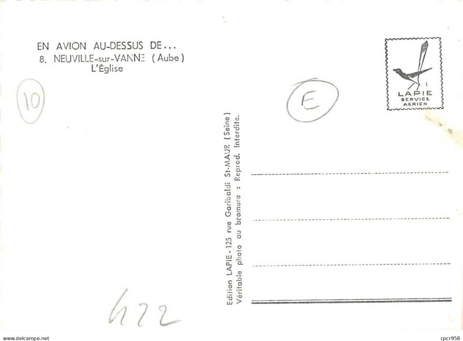 10 . N°sac10199 . Neuville-sur-vanne . L'église N°8 . En Avion Au Dessus De . Cpsm 10X15 Cm . Lapie - Altri & Non Classificati