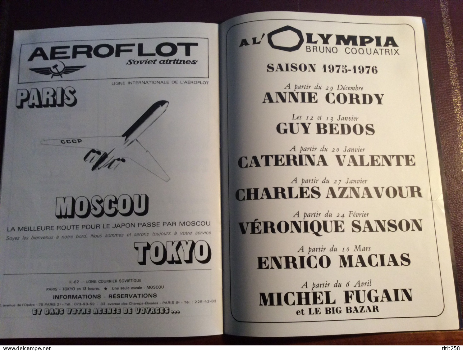 Programme DANIEL GUICHARD OLYMPIA 1975  / 76 / NICOLE RIEU / NESTOR LES Gérardis ( Cirque )