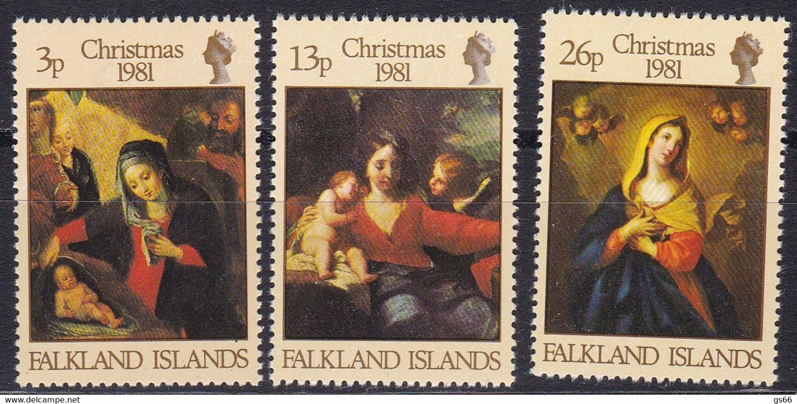 Falkland Insel, 1981, 333/35,  MNH **, Weihnachten: Gemälde. - Falklandinseln