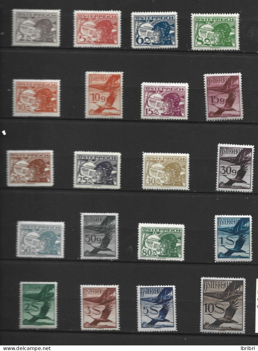 AUTRICHE N° PA 12/31 AVIATEURS ET GRUES TYPOGRAPHIES OU GRAVES NEUF AVEC CHARNIERE PROPRES - Unused Stamps