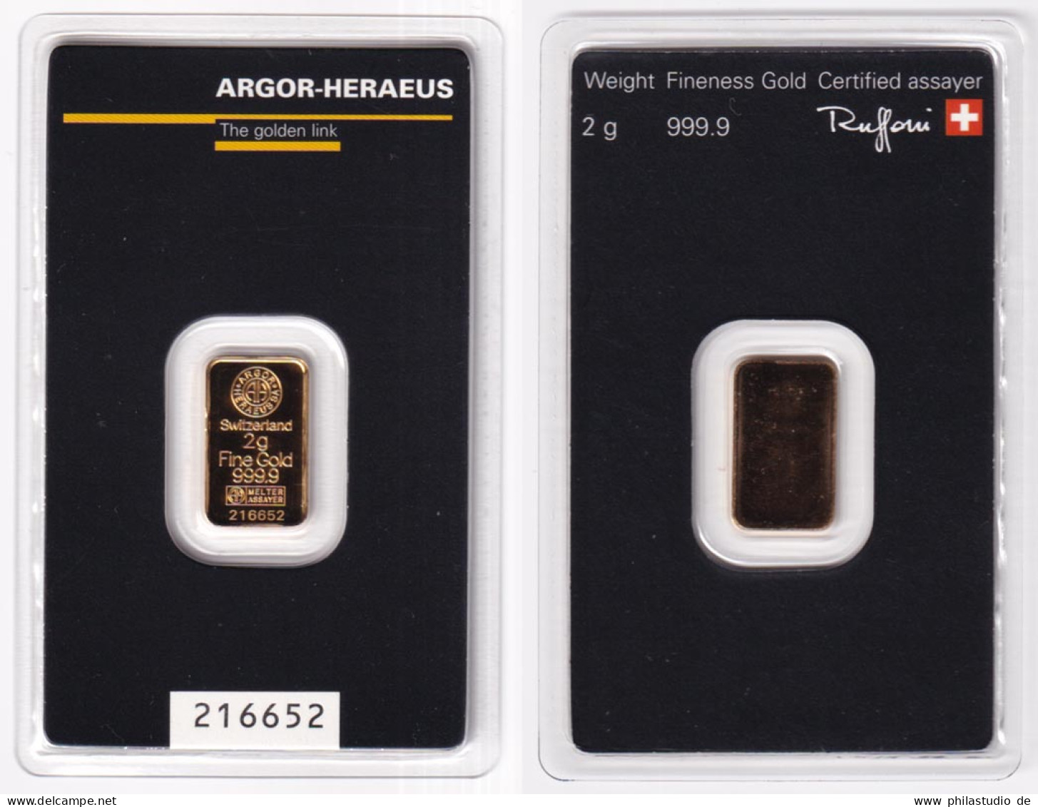 Goldbarren Argor Heraeus 2 Gramm Im Blister - Non Classificati