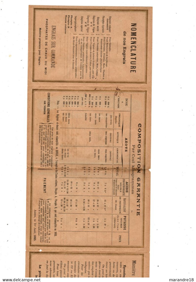 Calendrier En Papier 4 Volets De 1896 Maison Jaille à Agen - Tamaño Pequeño : ...-1900