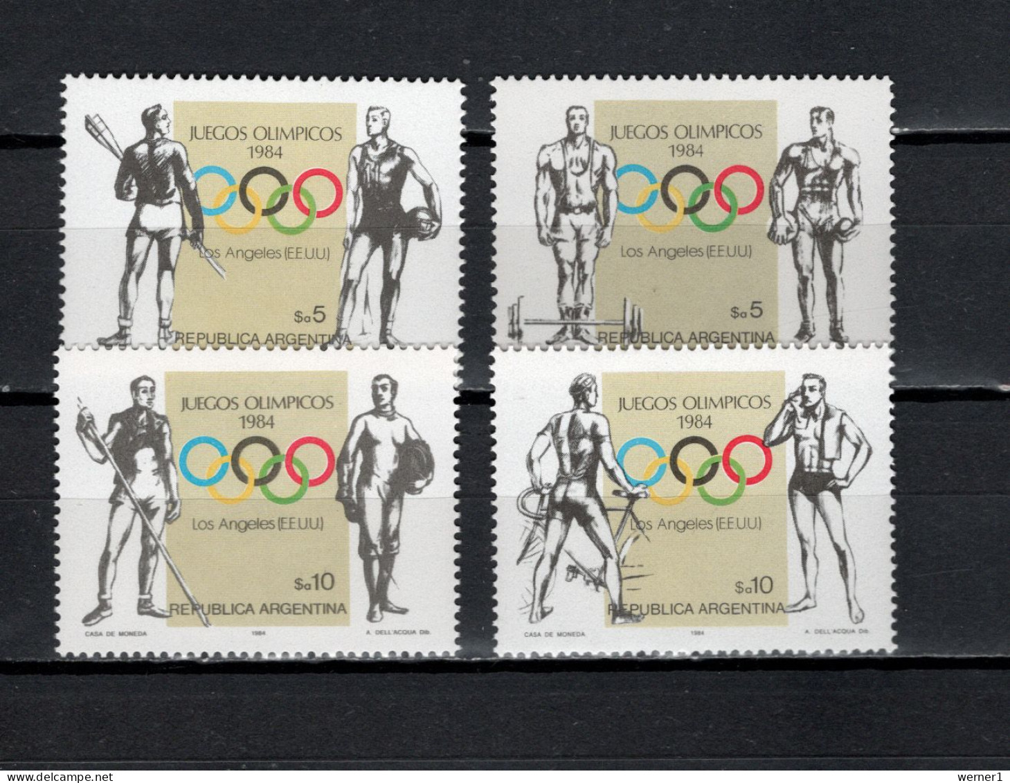 Argentina 1984 Olympic Games Los Angeles, Rowing, Basketball, Weightlifting, Cycling, Fencing Etc. Set Of 4 MNH - Verano 1984: Los Angeles
