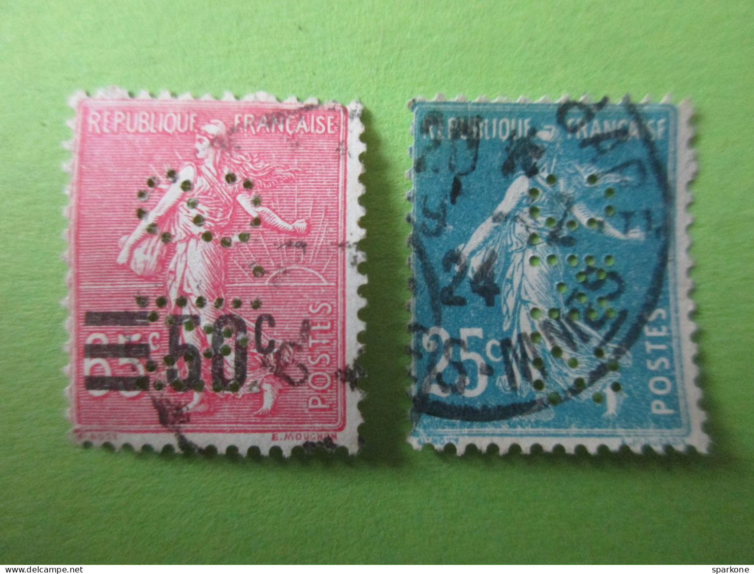 2 Timbres Marianne "Semeuse" - Perforé - Oblitéré - SM - SMC - Gebraucht