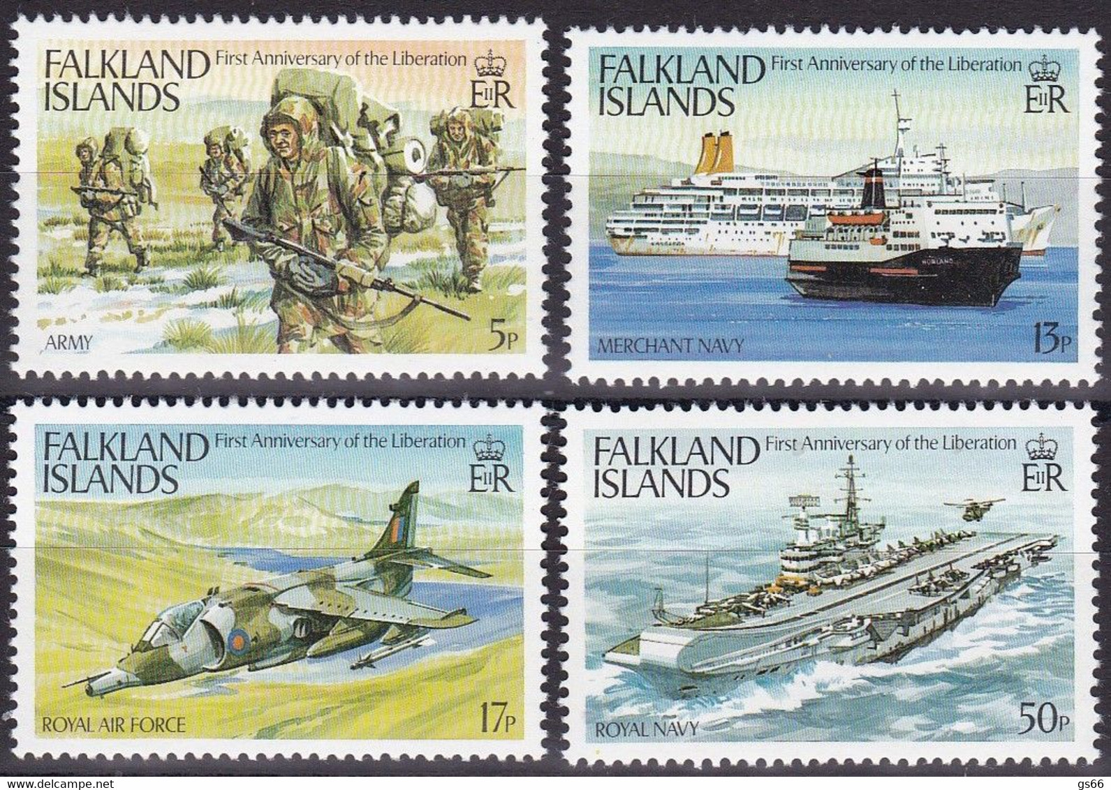 Falkland Insel, 1983, 378/81, MNH **, 1. Jahrestag Der Befreiung. - Falklandinseln