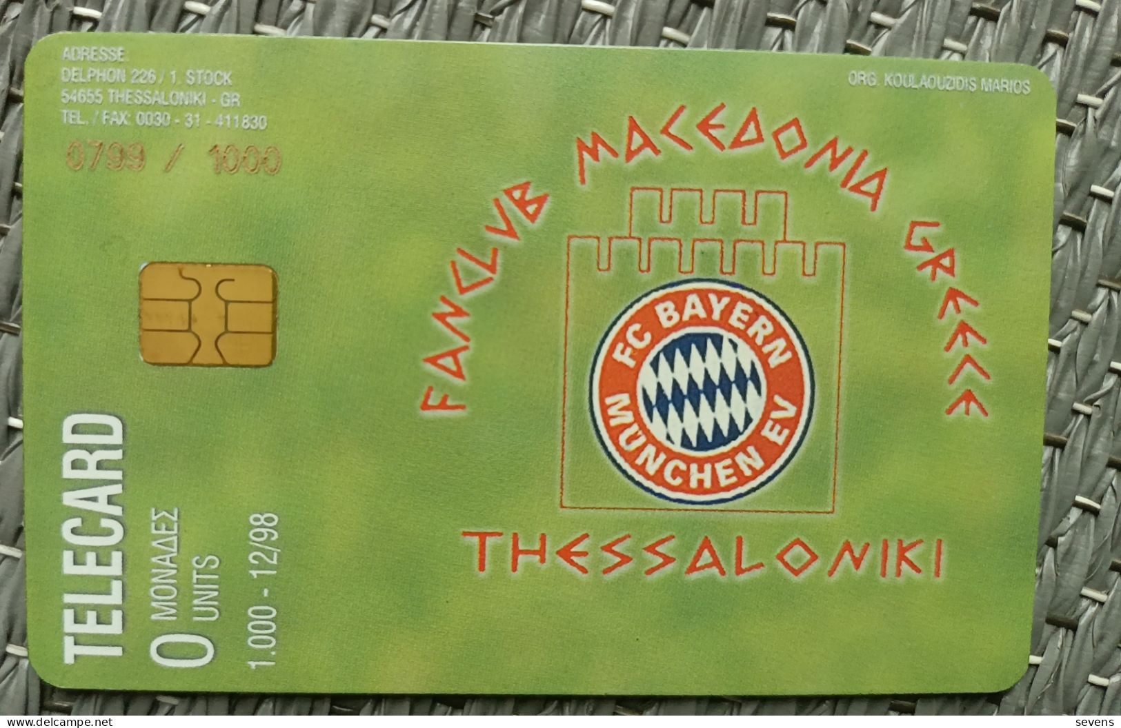 0 Units Chip Phonecard, FOOTBALL CLUB Of FC BAYERN MUNCHEN 98/99, MINT ,1000pcs, For Collecting Only - Grèce