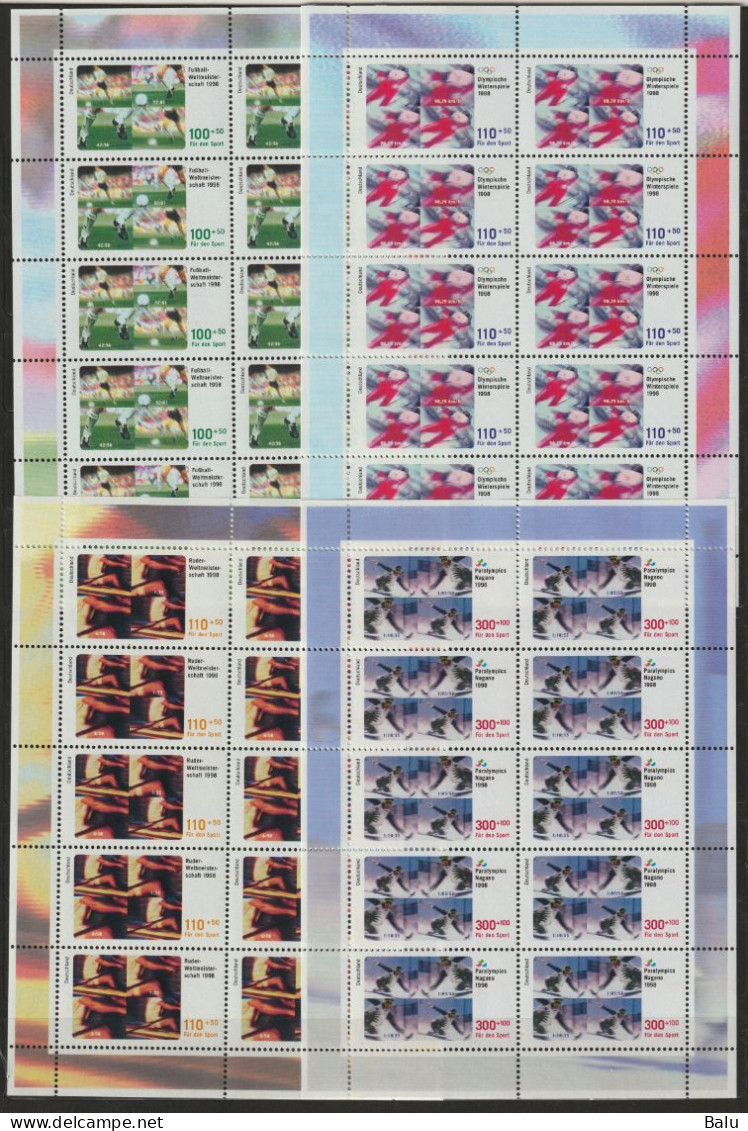 Bund 1998 Michel Nr.n 1968-71 ** KB, Michel 130,-€, Zehnerbogensatz Fußball-WM, 5 Scans - Unused Stamps