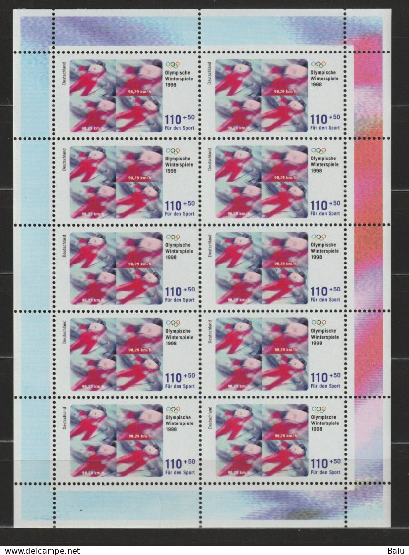 Bund 1998 Michel Nr.n 1968-71 ** KB, Michel 130,-€, Zehnerbogensatz Fußball-WM, 5 Scans - Unused Stamps