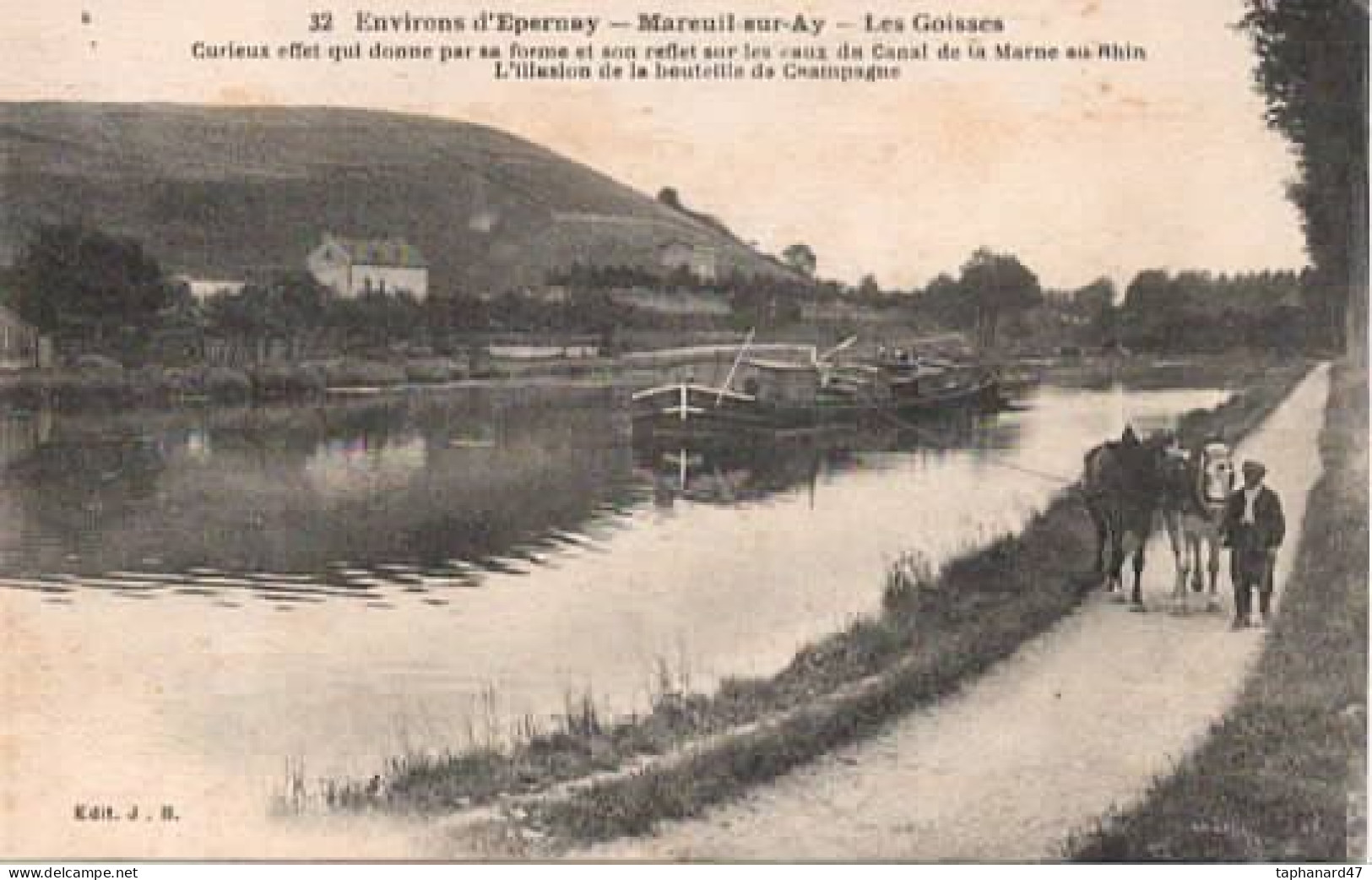 . 51 . MAREUIL-sur-AY . Les Goisses . Péniche Tirée Par Des Chevaux .......................... - Mareuil-sur-Ay