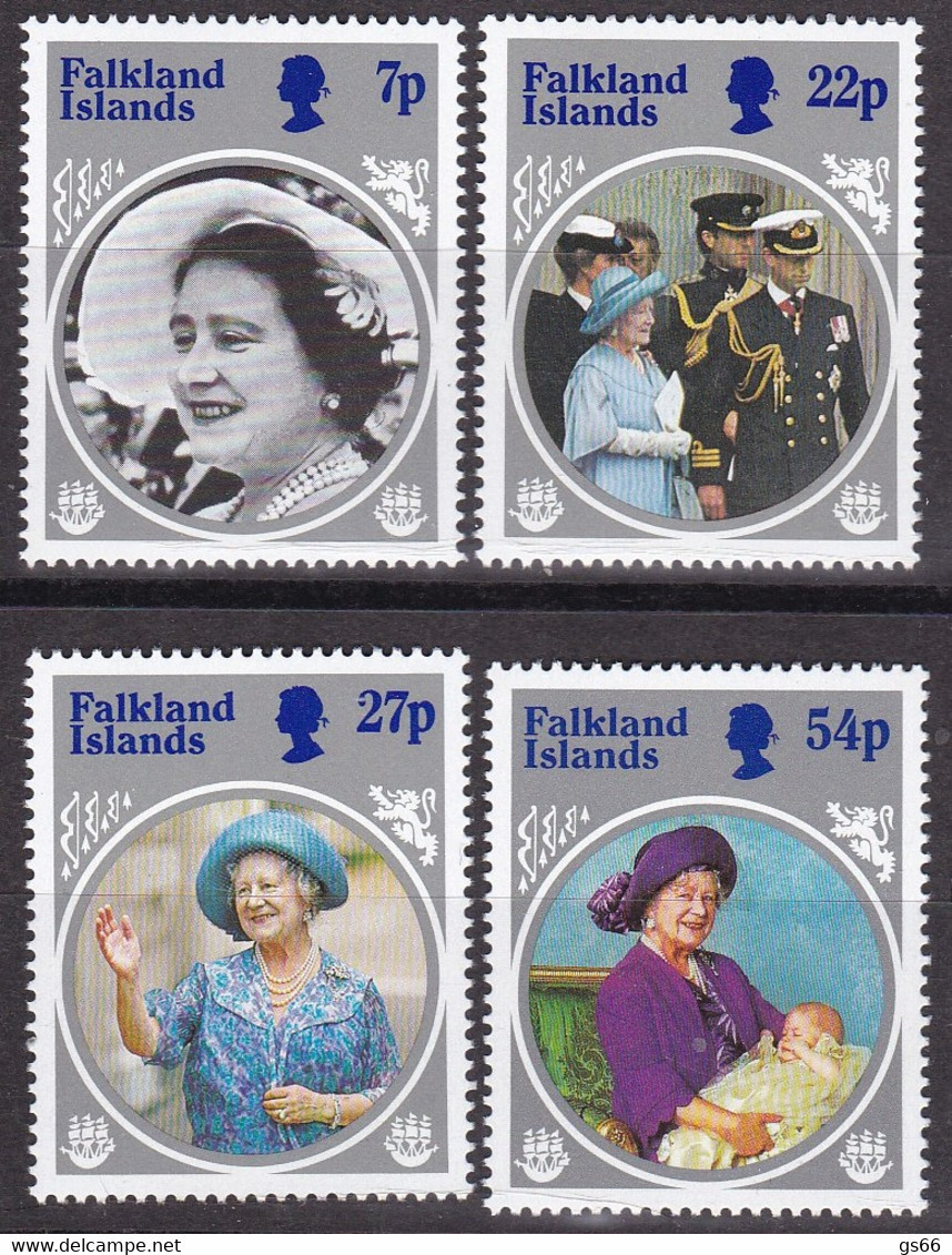 Falkland Insel, 1985, 427/30, MNH **,  85. Geburtstag Von Königinmutter Elisabeth. - Falkland Islands