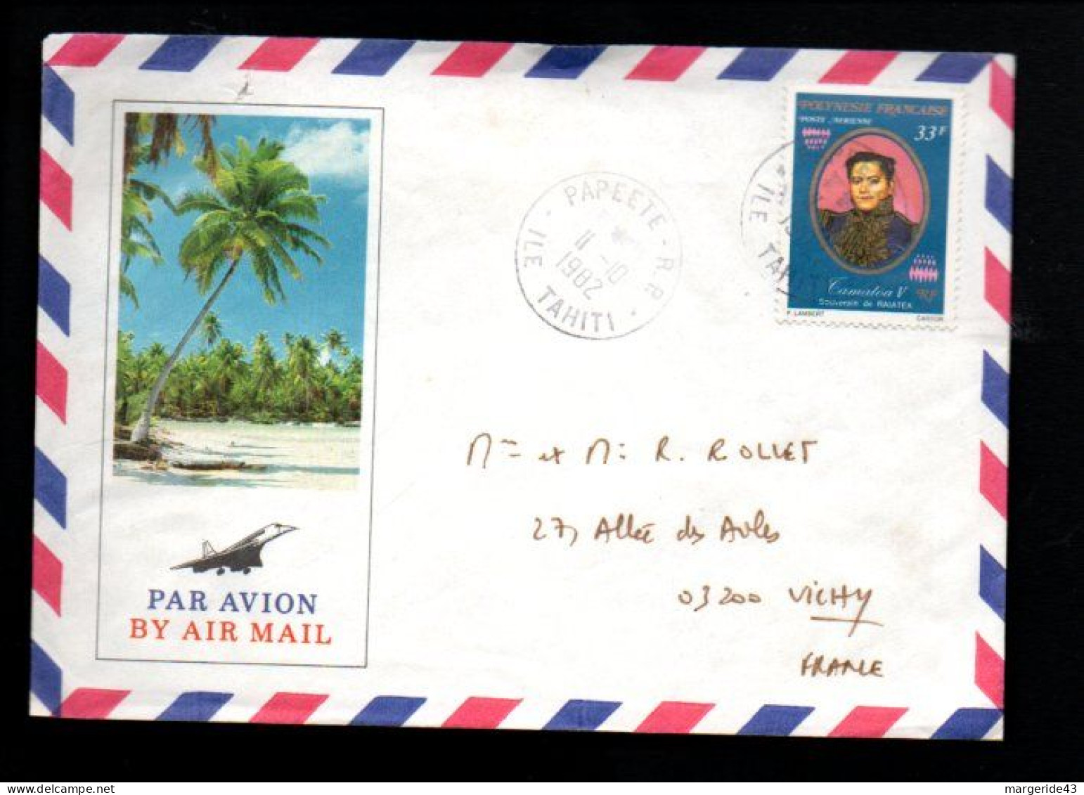 POLYNESIE SEUL SUR LETTRE POUR LA FRANCE 1982 - Covers & Documents