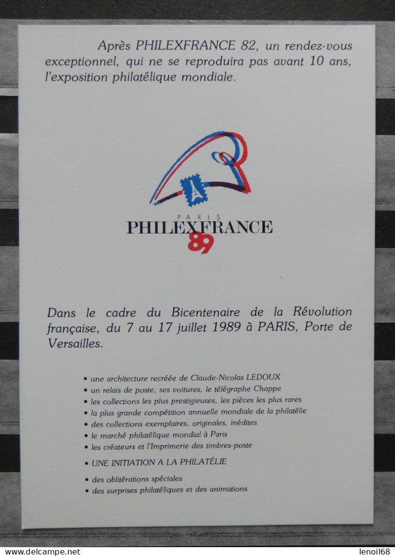 Souvenir Philatélique Philexfrance 89 - Documentos Del Correo