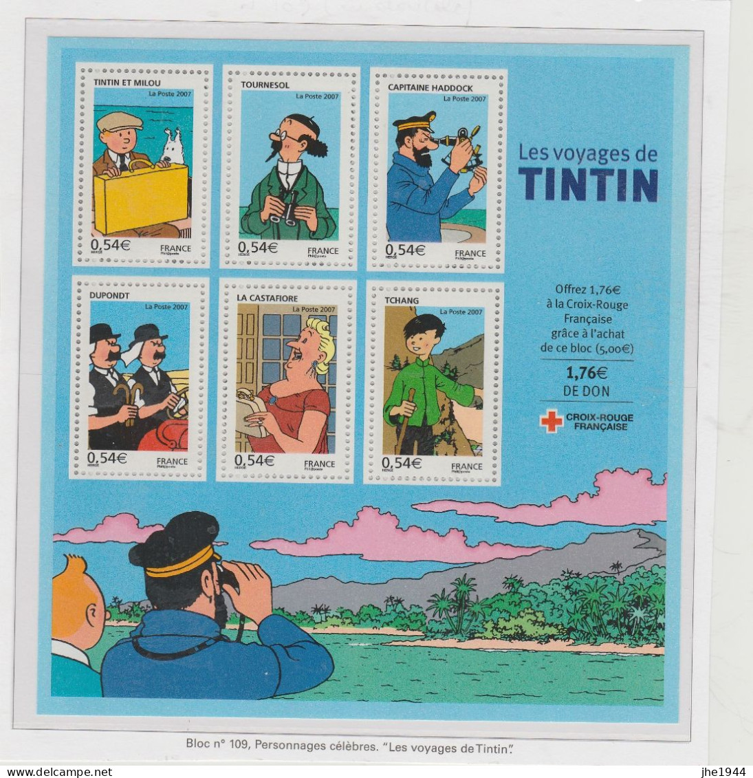 France Bloc N° 109 Les Voyages De Tintin - Ungebraucht