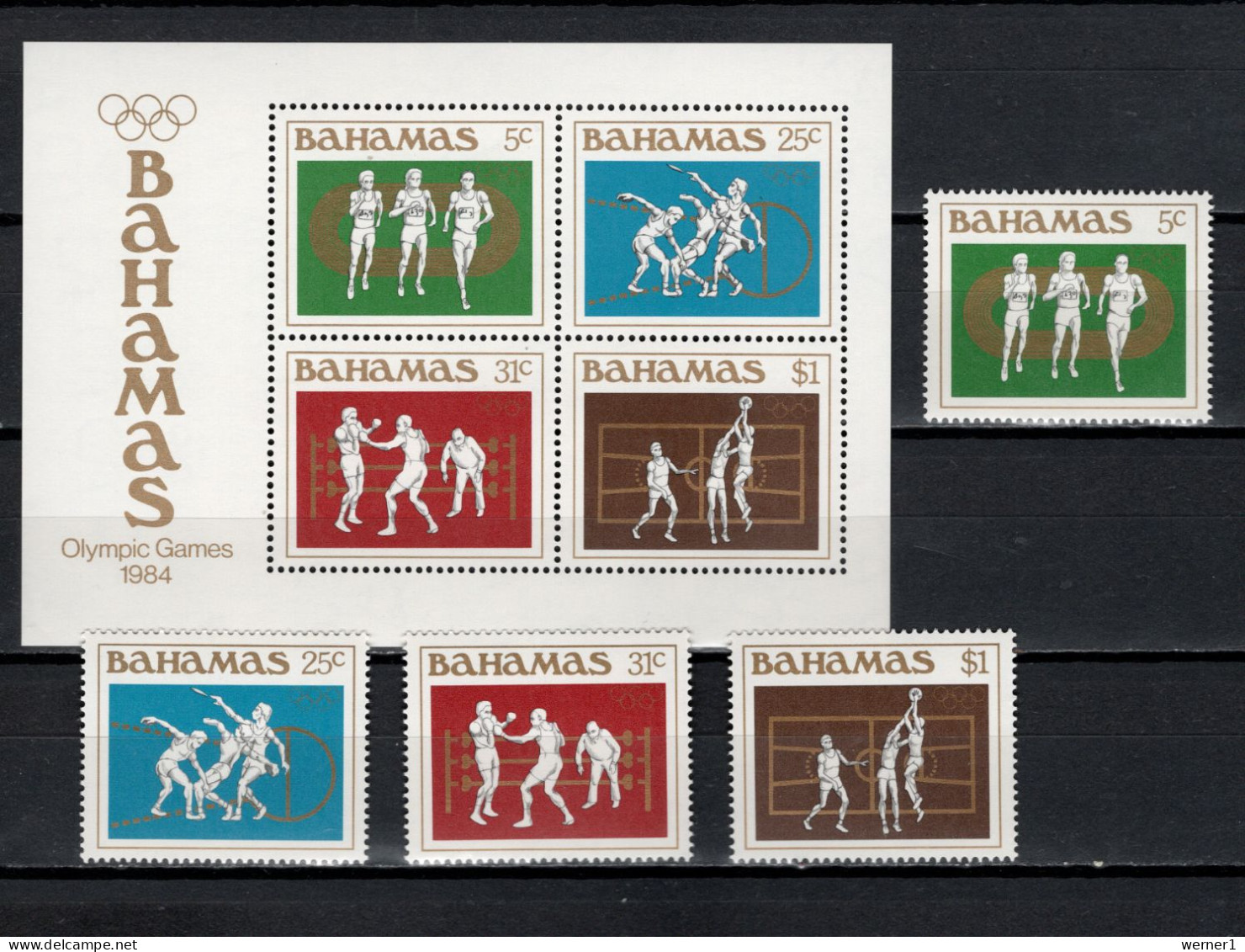 Bahamas 1984 Olympic Games Los Angeles, Boxing, Basketball, Athletics Set Of 4 + S/s MNH - Summer 1984: Los Angeles