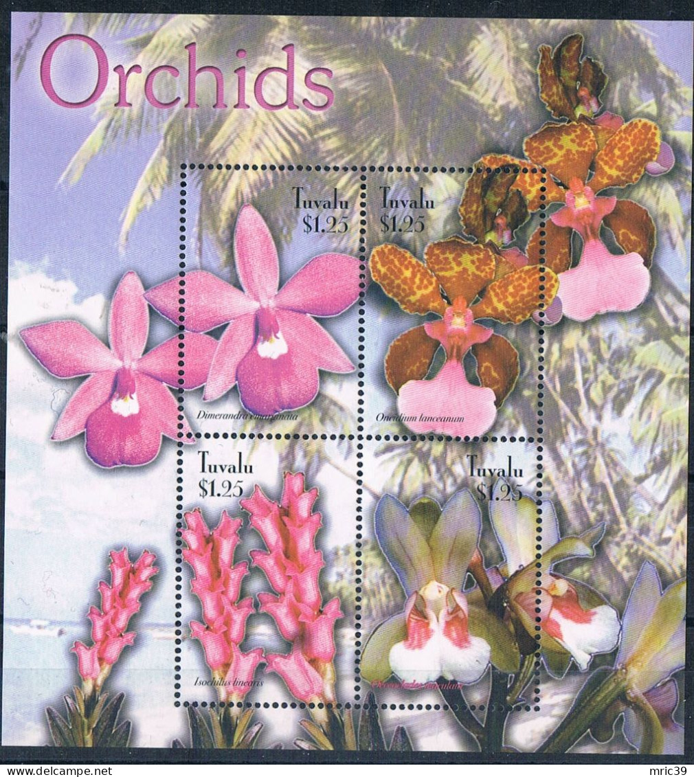 Bloc Sheet Fleurs Orchidées Flowers Orchids  Neuf  MNH **  Tuvalu 2003 - Orchids