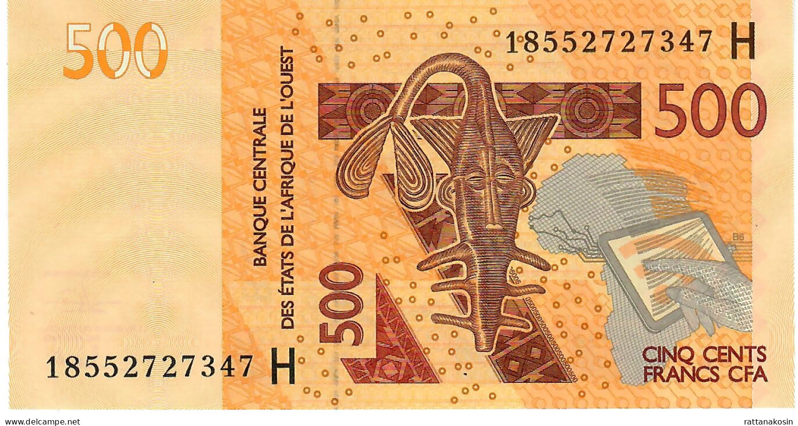 W.A.S. P619Hg 500 FRANCS (20)18 2018 Signature 43 UNC. - West-Afrikaanse Staten