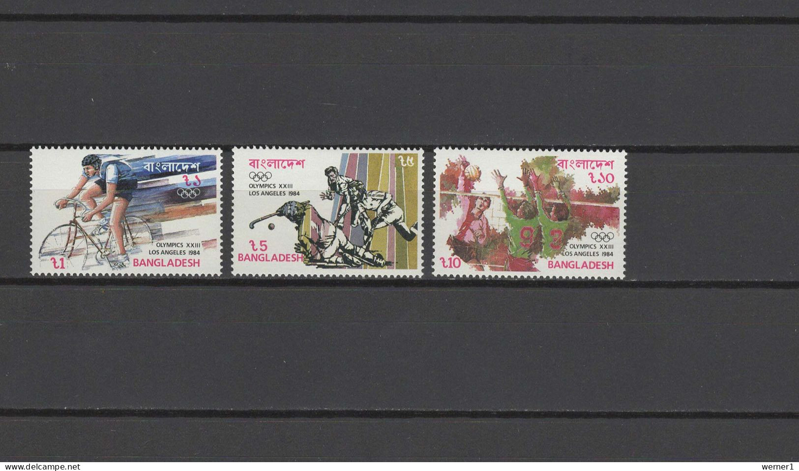 Bangladesh 1984 Olympic Games Los Angeles, Cycling, Hockey, Volleyball Set Of 3 MNH - Sommer 1984: Los Angeles