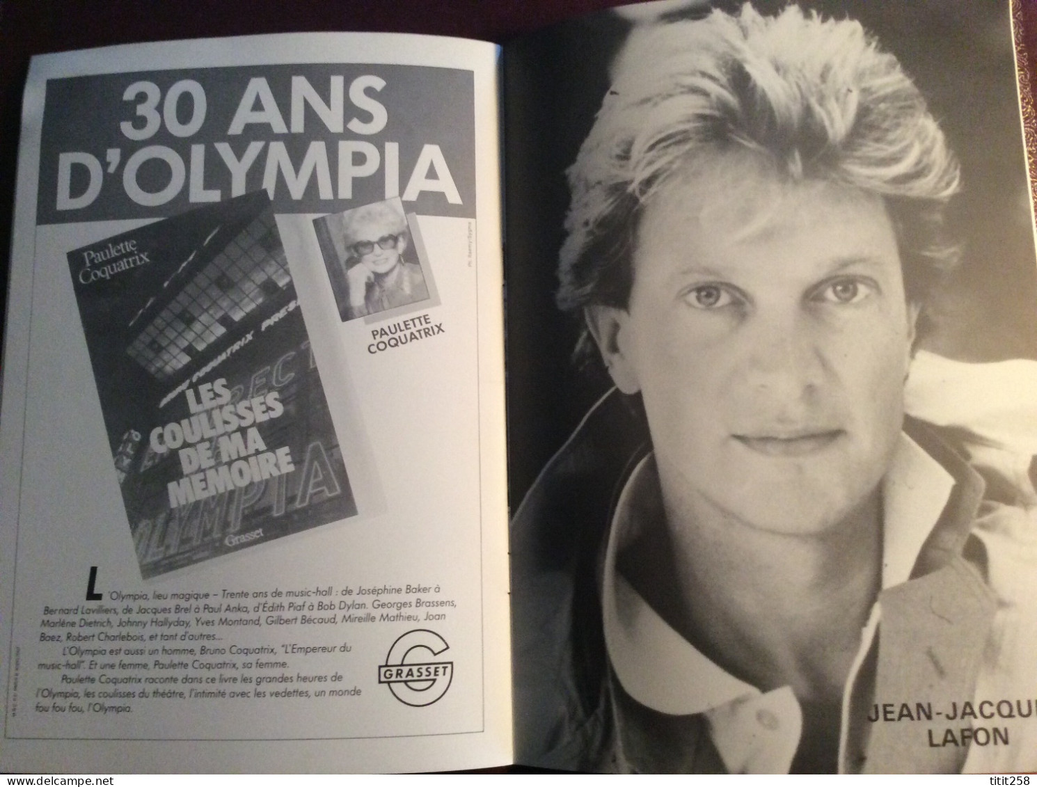 Programme + Tickets Places Concert Spectacle  PATRICK Sébastien / BIBIE / JEAN JACQUES LAFON OLYMPIA 1987 - Programas