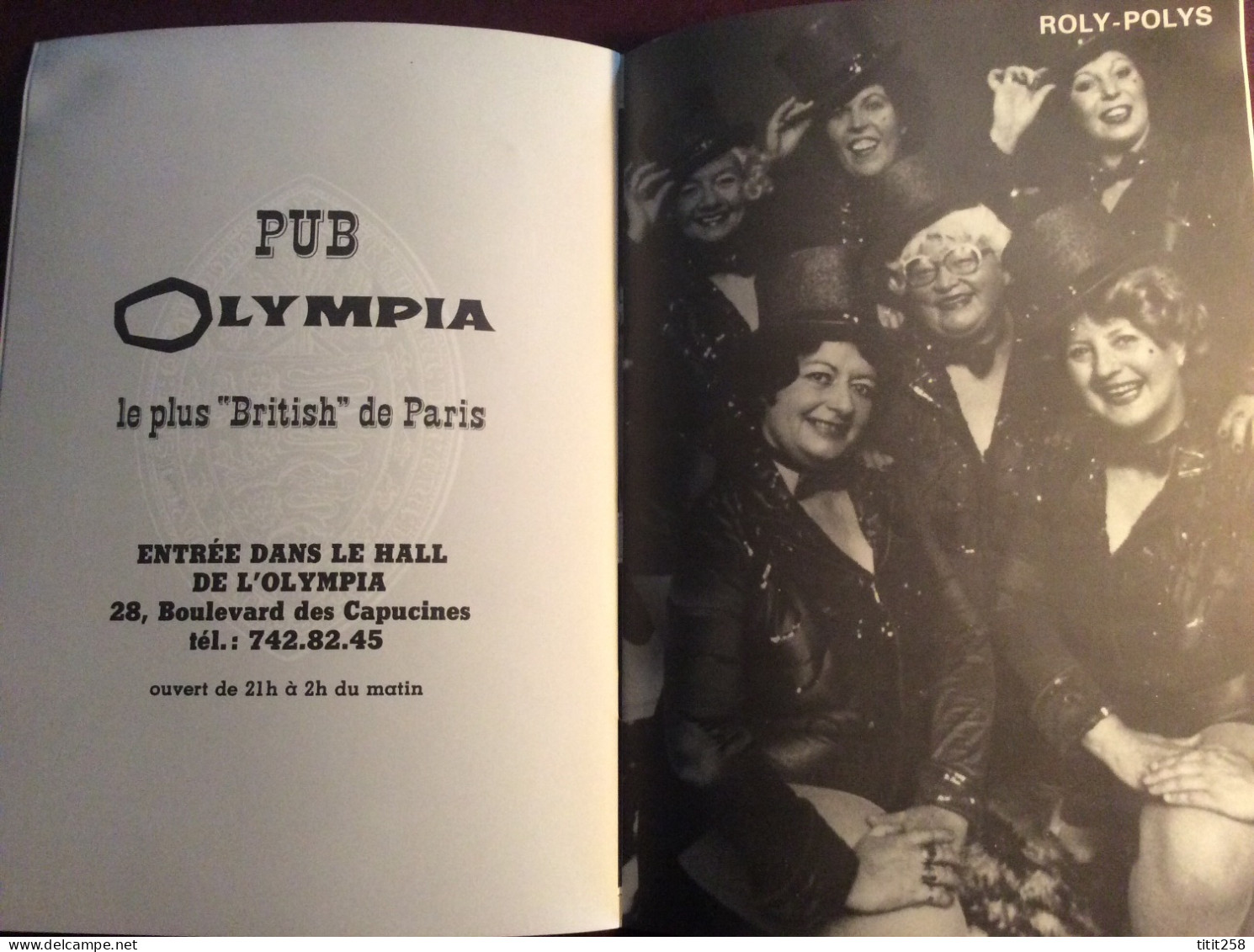 Programme + Tickets Places Concert Spectacle  PATRICK Sébastien / BIBIE / JEAN JACQUES LAFON OLYMPIA 1987