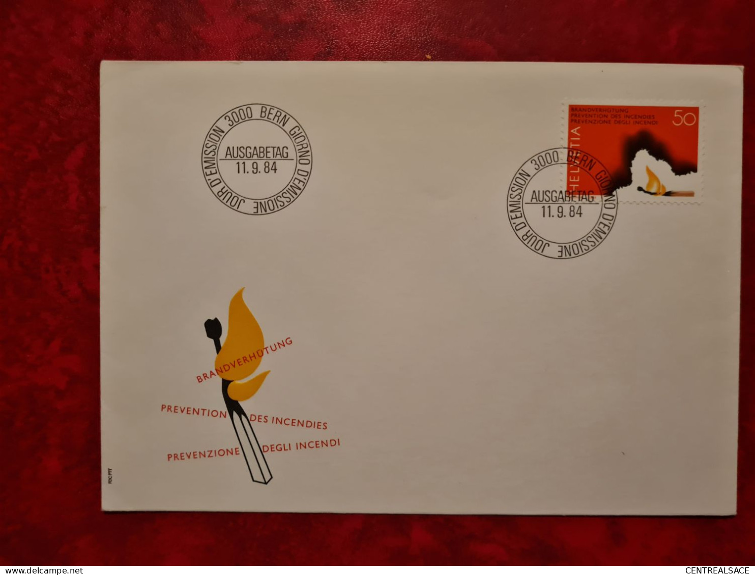 SUISSE LETTRE 1984 BERN FDC PREVENTION DES INCENDIES - Other & Unclassified