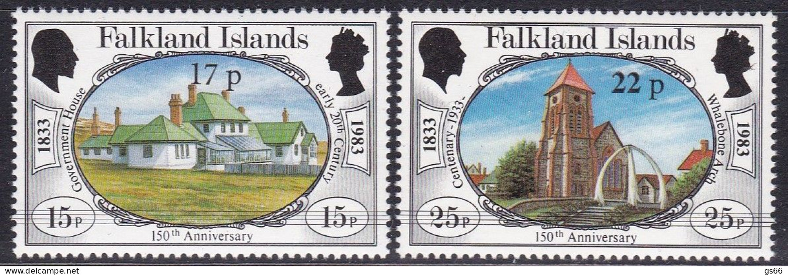 Falkland Insel, 1984, 405/06,  MNH **,  Freimarken. MiNr. 367 Und 369 Mit Bdr.-Aufdruck. - Falkland Islands