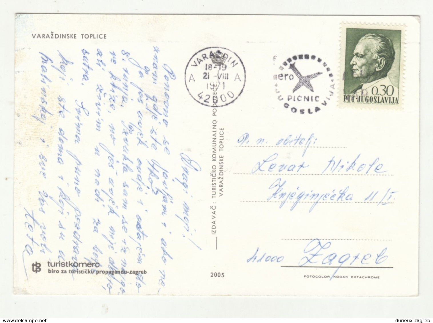 Aero Picnic Yugoslavia Varaždin 1971 Slogan Postmark On Postcard Varaždinske Toplice MS200720* - Andere (Lucht)