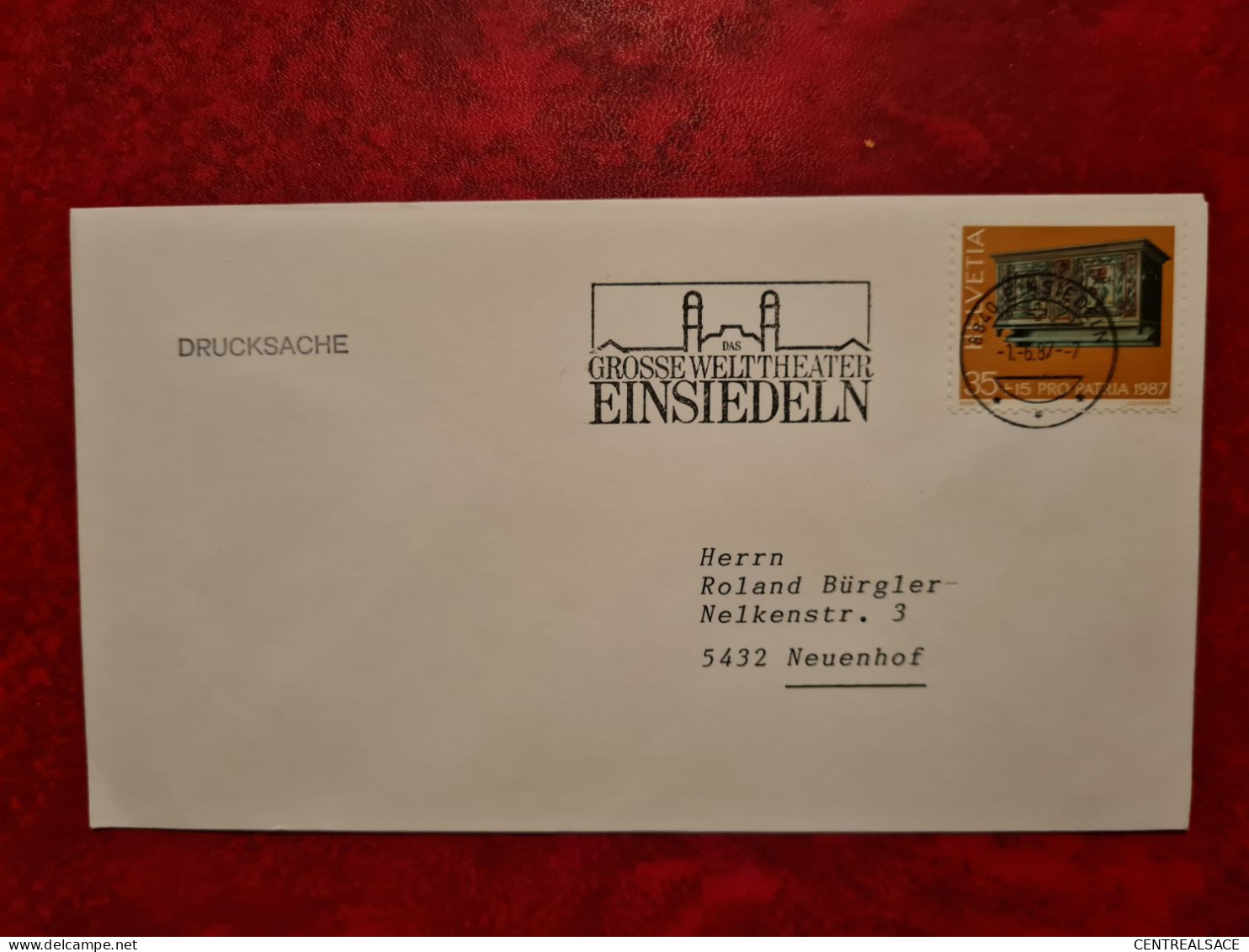 SUISSE LETTRE 1987 FLAMME GROSSE WELTTHEATER EINSIEDELN  PRO PATRIA - Sonstige & Ohne Zuordnung