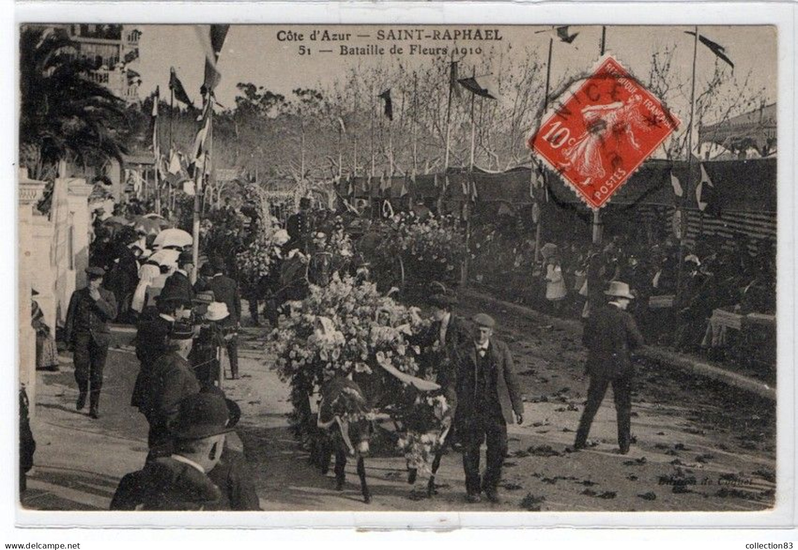 CPA SAINT RAPHAEL Bataille De Fleurs 1910 Beau Plan - Saint-Raphaël