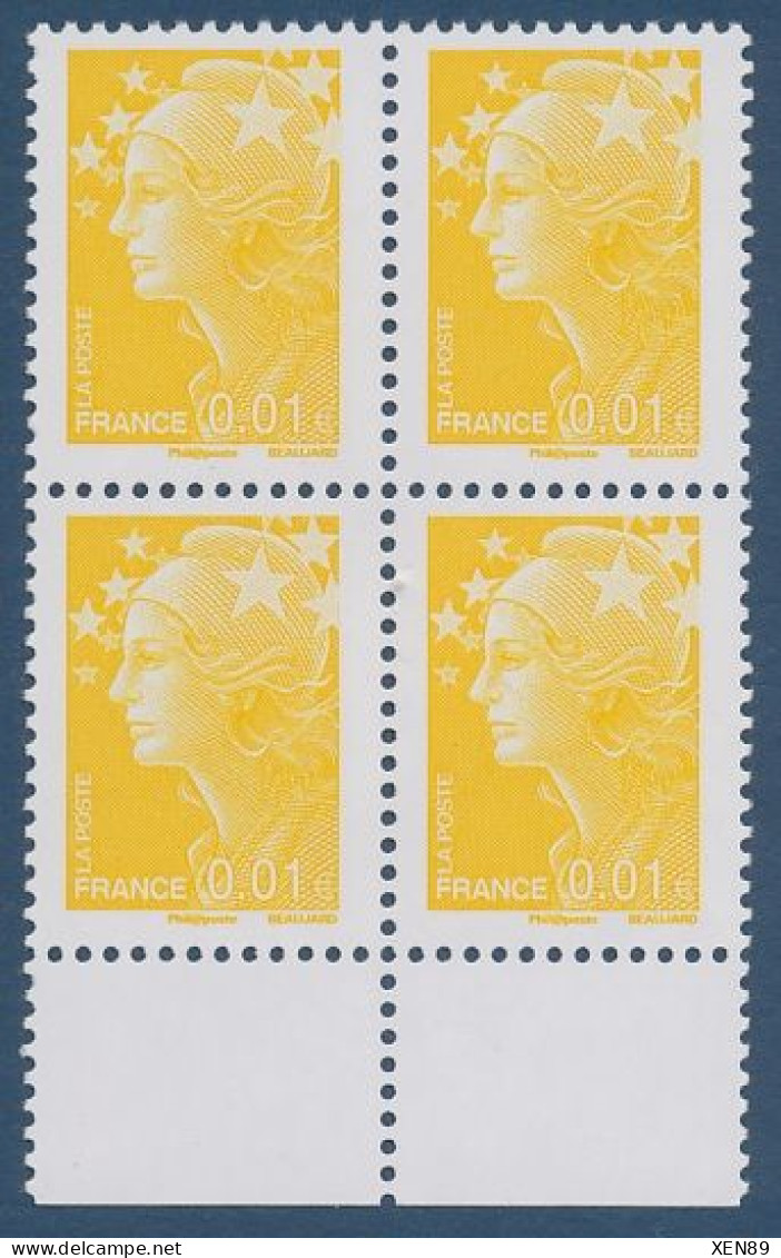 2008 - 4226 Bloc De 4 Timbres - Marianne De BEAUJARD -- Morceau De Cylindre D’impression Enclavé -- - Ungebraucht