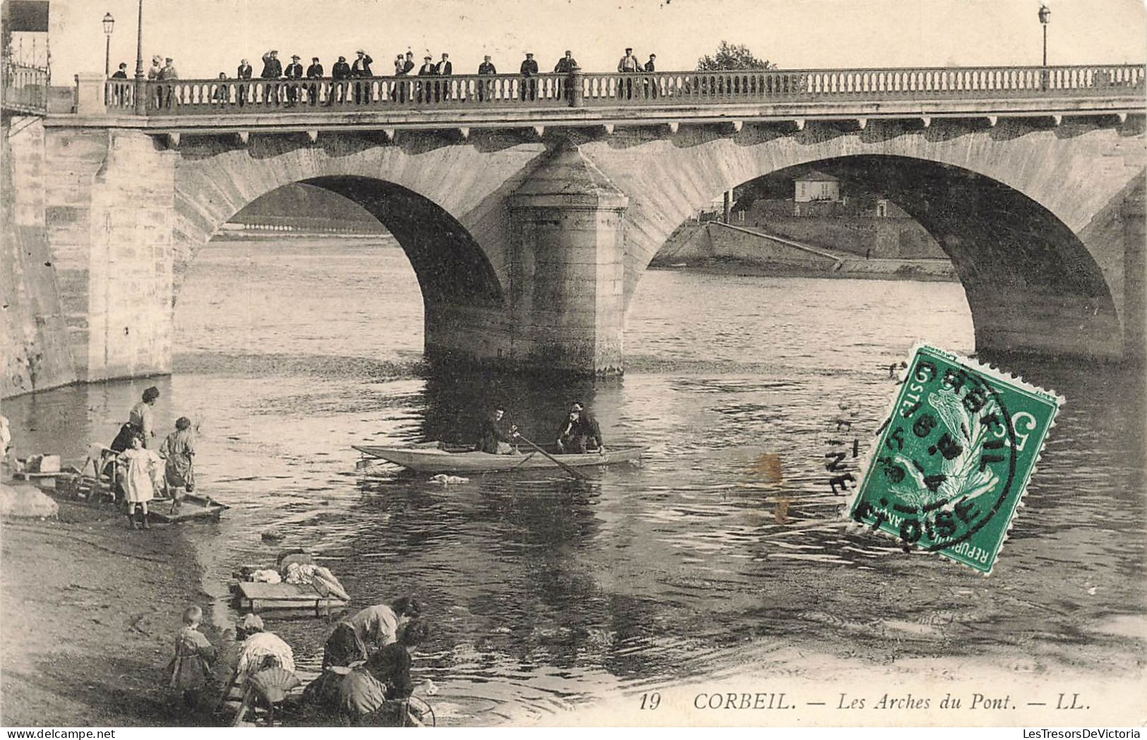 FRANCE - Corbeil - Les Arches Du Pont - L L - Vue Générale - Statue - Animé - Carte Postale Ancienne - Corbeil Essonnes