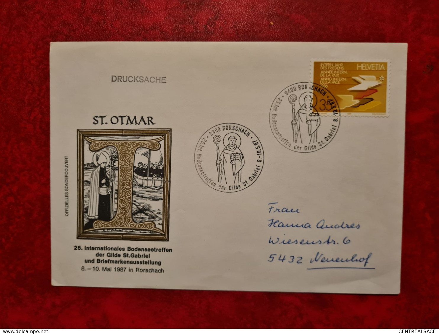 SUISSE LETTRE 1987 ST OTMAR RORSCHACH BODENSEETREFFEN DER GILDE ST GABRIEL - Sonstige & Ohne Zuordnung