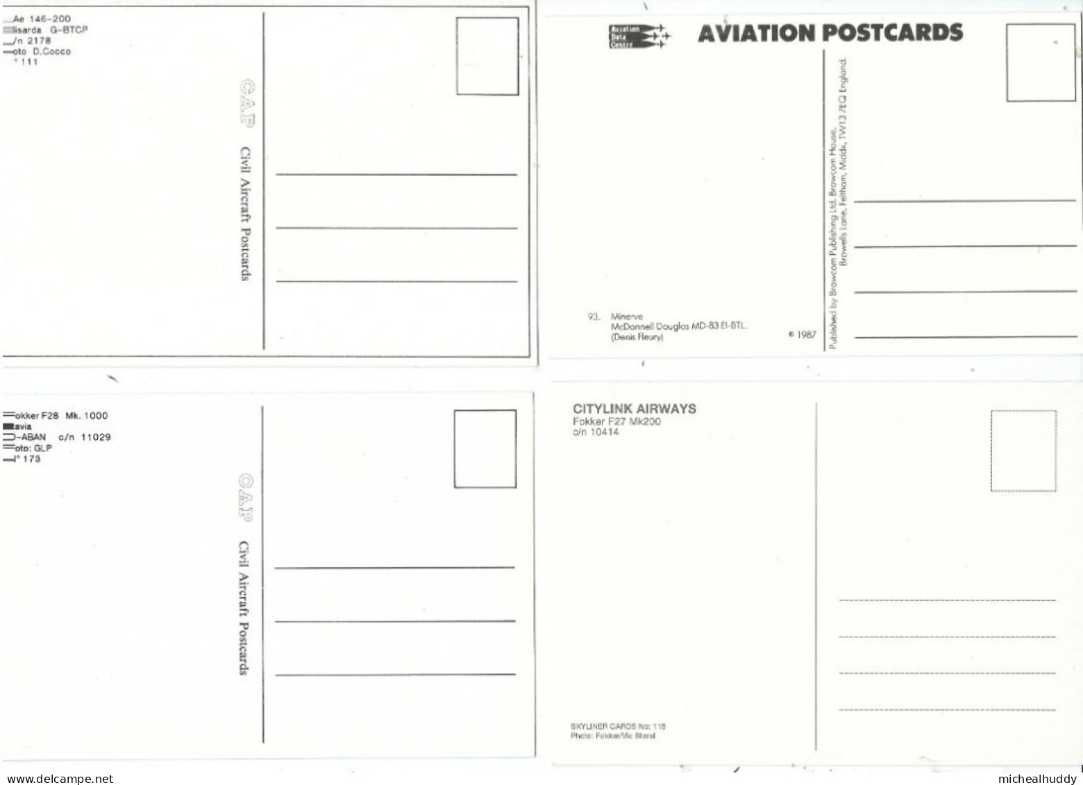 4  POSTCARDS   CIVIL AVIATION  VARIOUS PUBLISHERS   LOT  FIVE - 1946-....: Ere Moderne