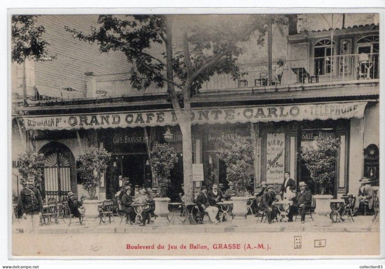 CPA GRASSE Boulevard Du Jeu De Ballon Grand Café De Monte-Carlo Beau Plan - Grasse