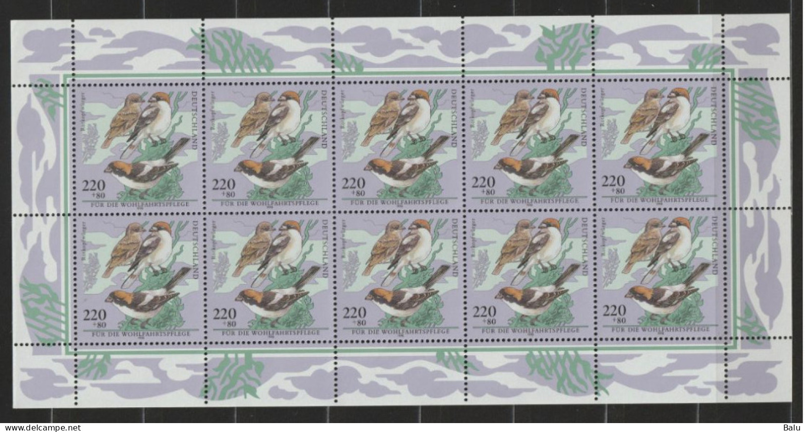 Bund 1998 Michel Nr.n 2015-19 ** KB, Michel 130,-€, Zehnerbogensatz Vögel, 6 Scans - Unused Stamps