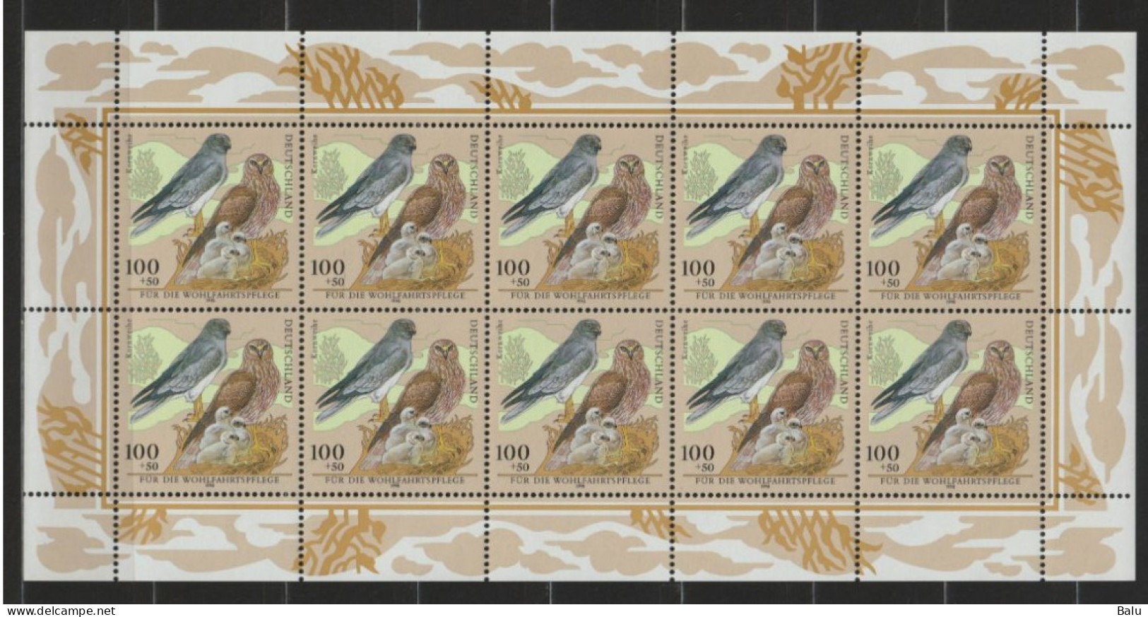 Bund 1998 Michel Nr.n 2015-19 ** KB, Michel 130,-€, Zehnerbogensatz Vögel, 6 Scans - Ungebraucht