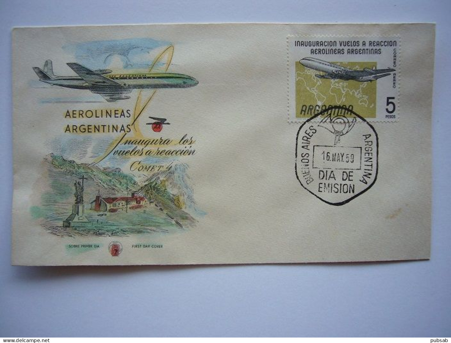 Avion / Airplane / AEROLINEAS ARGENTINAS / Comet 4 / First Flight / May 16, 1959 - Airmail