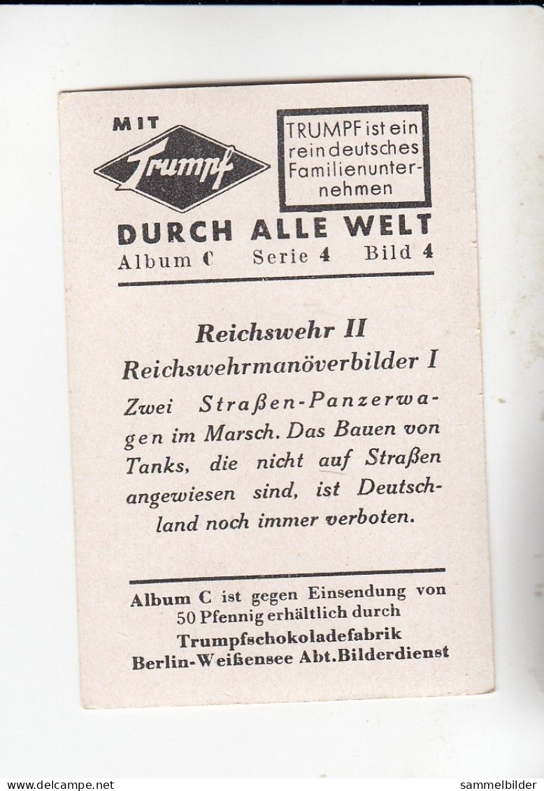 Mit Trumpf Durch Alle Welt  Reichswehr II Zwei Straßen - Panzerwagen Im Marsch  C Serie 4# 4 Von 1934 - Sigarette (marche)