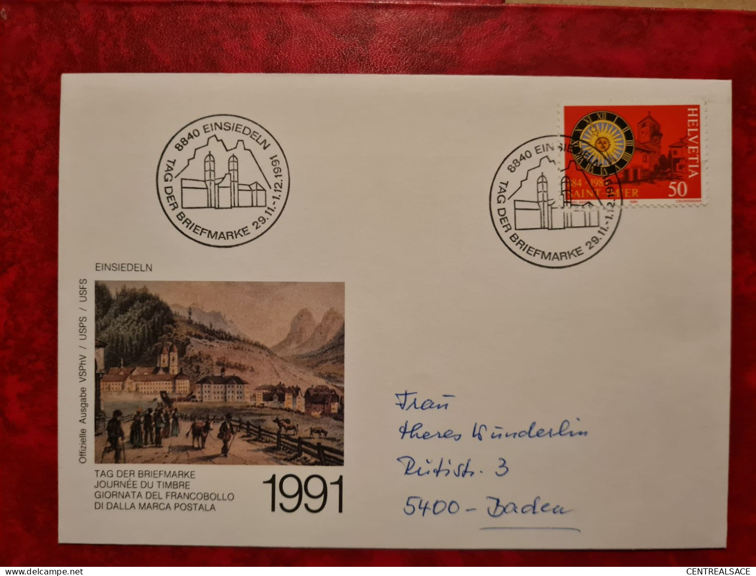 SUISSE LETTRE 1991 EINSIEDELN TAG DER BRIEFMARKE - Other & Unclassified