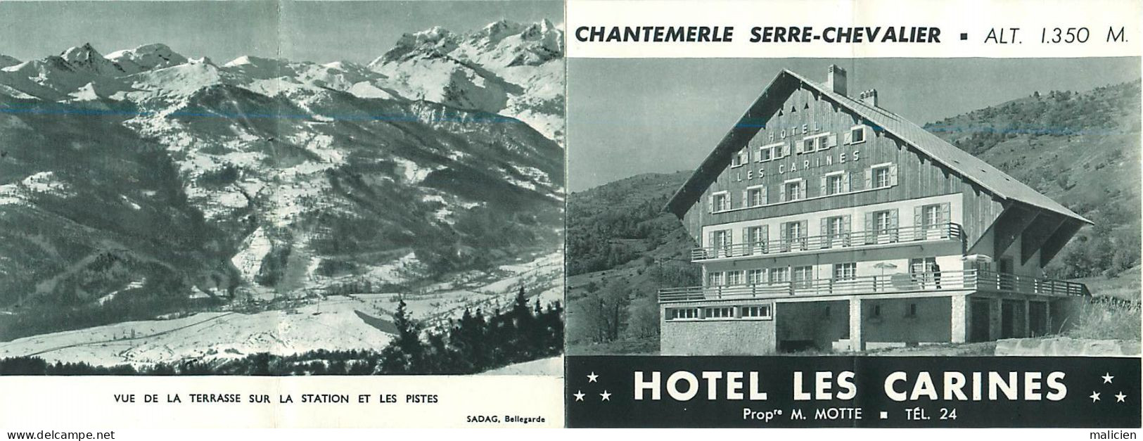 - Dpts Div.-ref-BN259- Hautes Alpes - Chantemerle - Serre Chevalier - Publicité Souple 2 Volets Hôtel Les Carines - - Serre Chevalier
