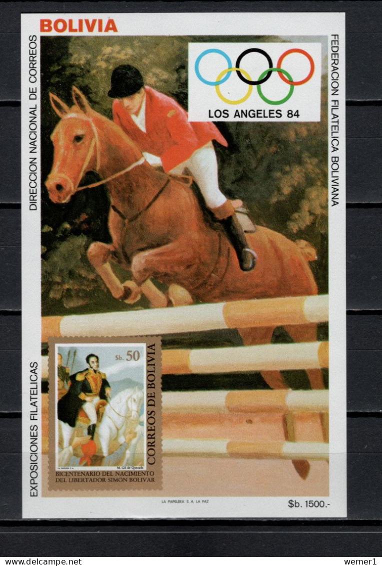 Bolivia 1984 Olympic Games Los Angeles, Equestrian S/s MNH - Sommer 1984: Los Angeles