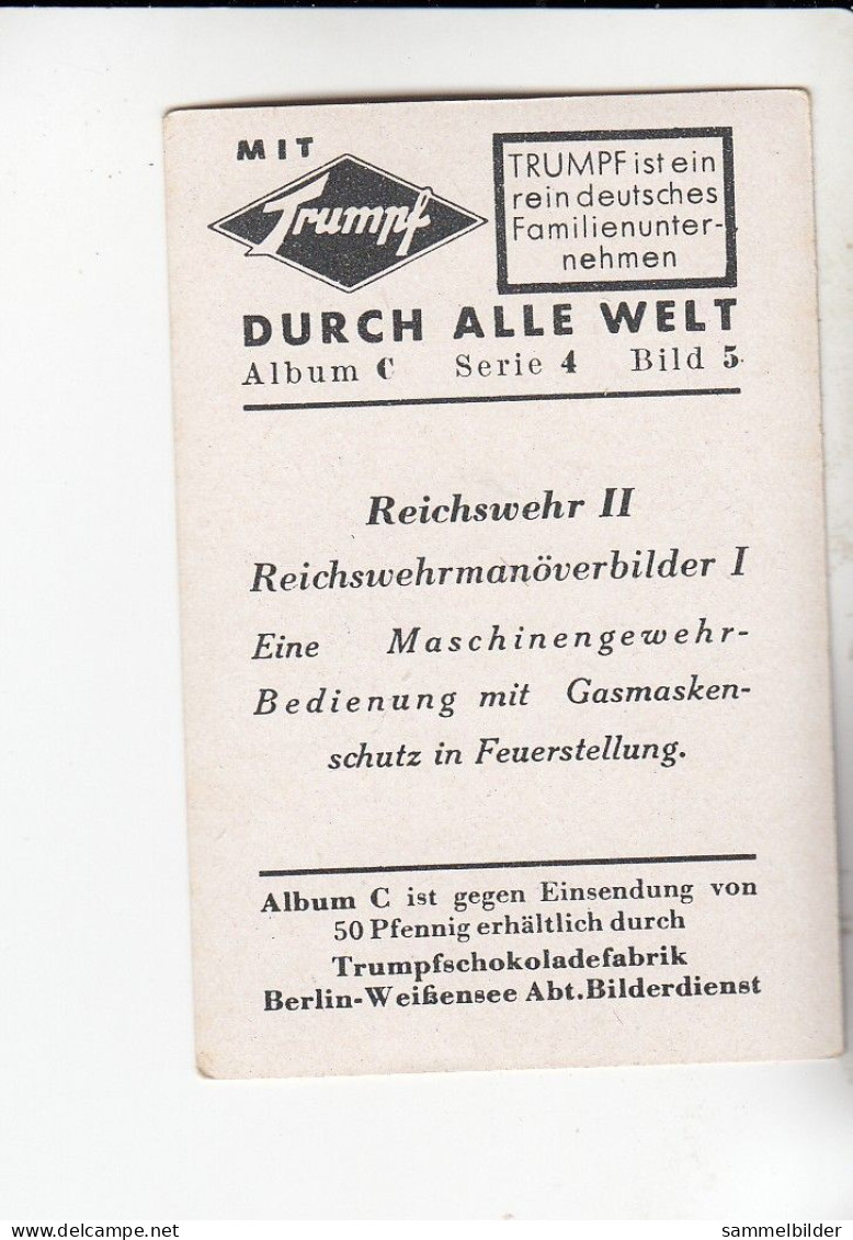 Mit Trumpf Durch Alle Welt  Reichswehr II Maschinengewehr Bedienung Mit Gasmaske  C Serie 4# 5 Von 1934 - Sigarette (marche)