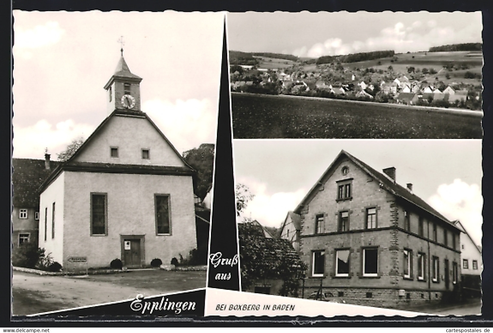 AK Epplingen In Baden, Kirche, Ortspanorama  - Baden-Baden