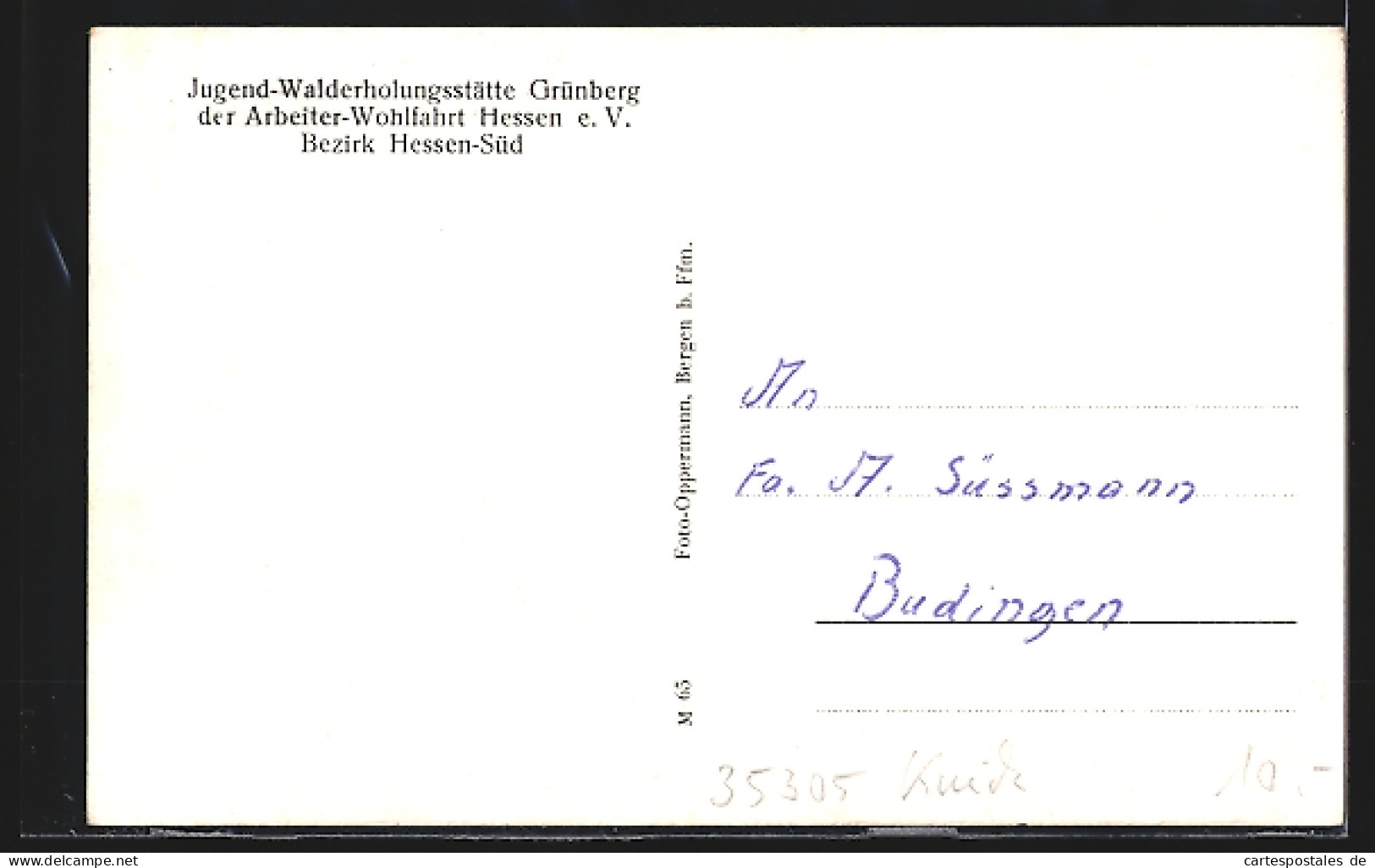 AK Grünberg /Hessen, Jugend-Walderholungsstätte Der Arbeiter-Wohlfahrt Hessen E.V.  - Gruenberg