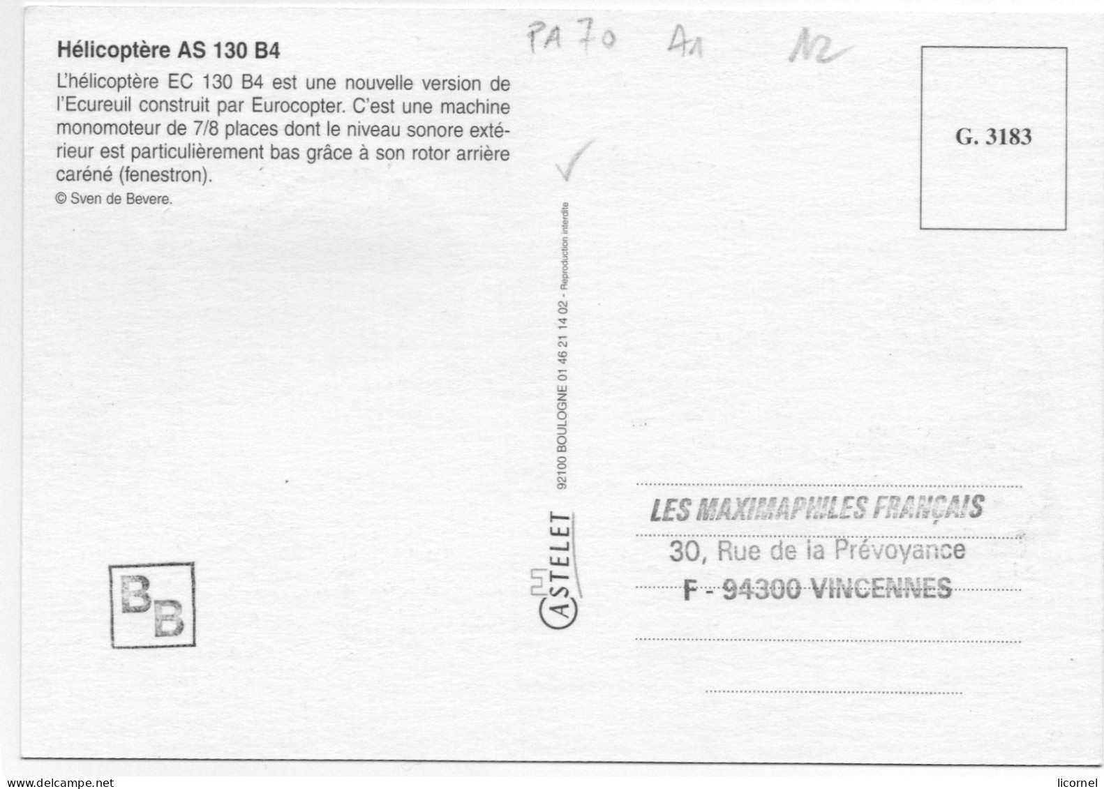 Carte Maxi  2007 Premier Jour: Helicoptere AS 130 B4 - 2000-2009