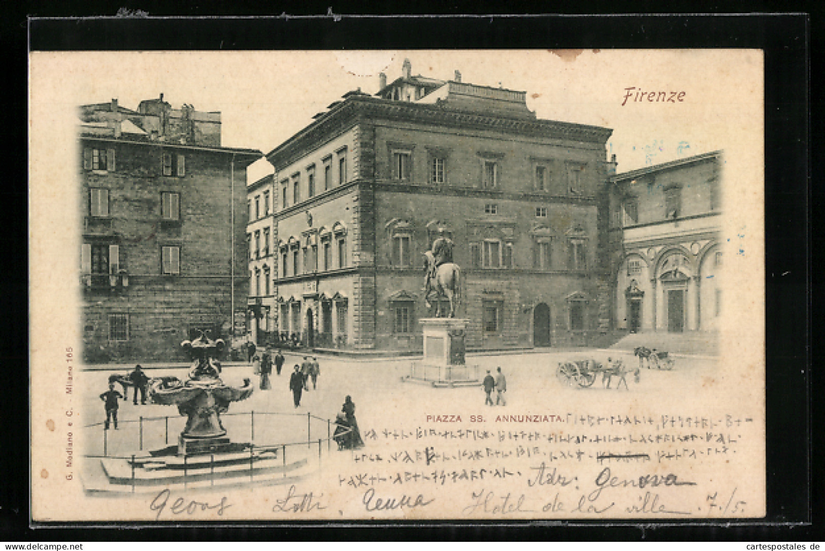 Cartolina Firenze, Piazza SS. Annunziata  - Firenze (Florence)