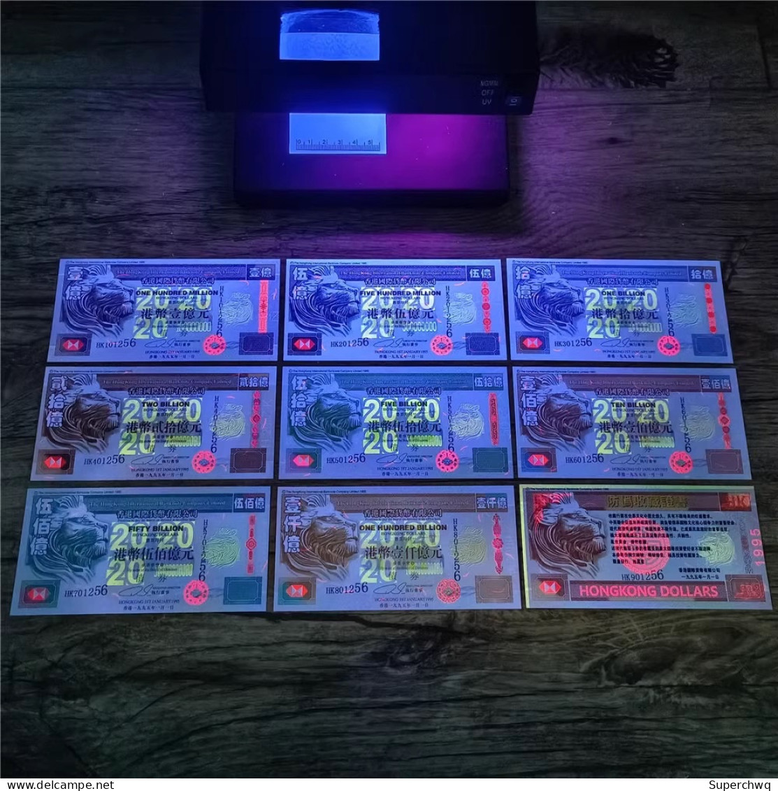 China Banknote Collection,9 Sets Of Hong Kong Lion Cruise SailboatsFluorescent Commemorative Banknotes UNC - Cina