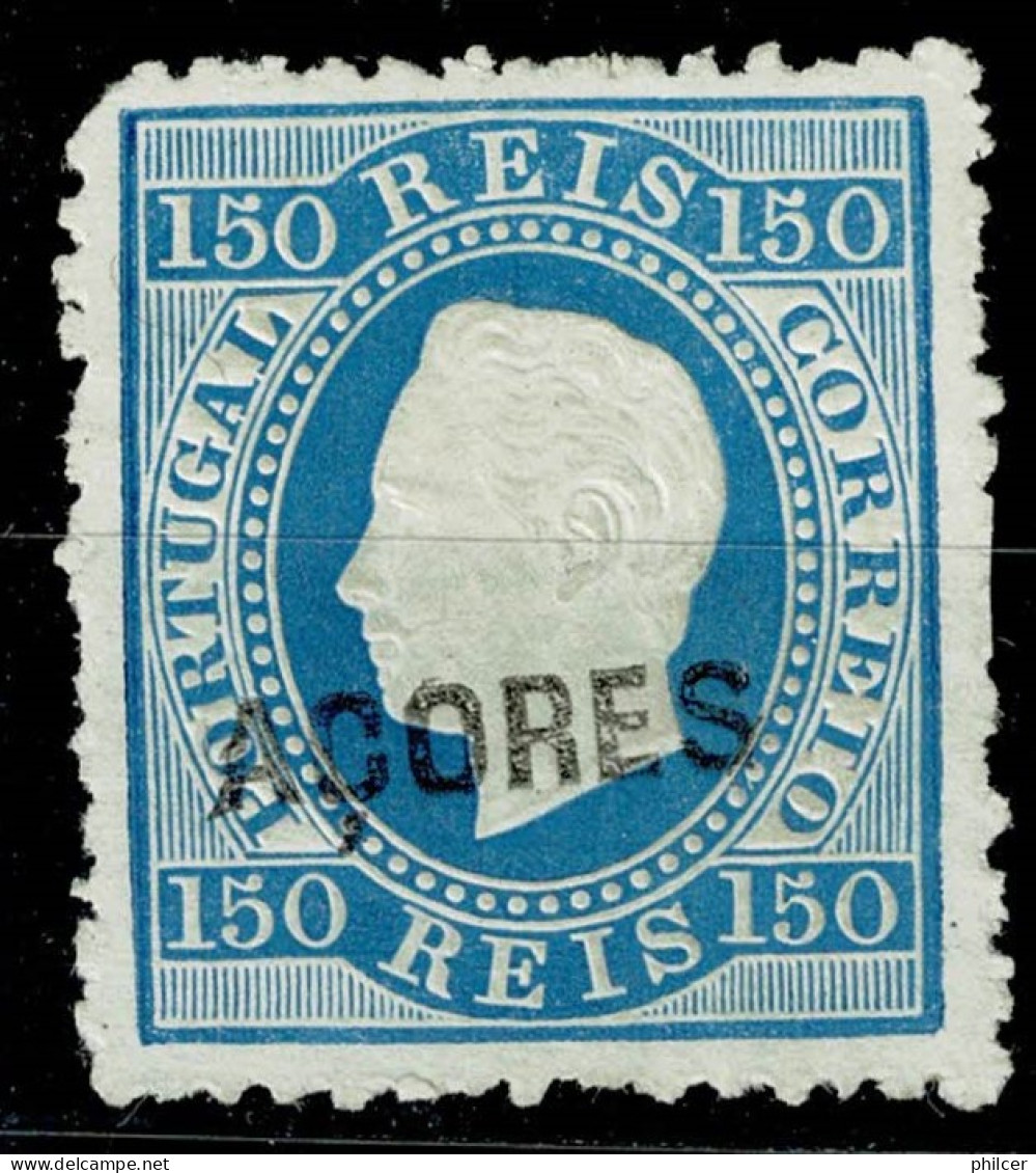 Açores, 1871, # 26a Dent. 12 3/4, Sob. C, Canto Curto, MNG - Açores