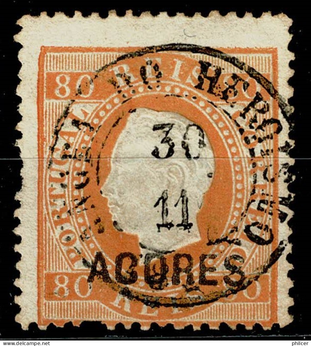 Açores, 1871, # 21f Dent. 13 1/2, Dente Curto, Used - Açores