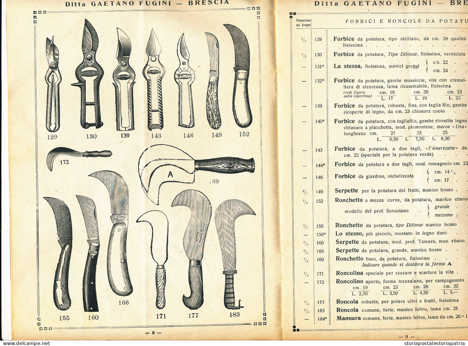 1939 BRESCIA DEPLIANT FABBRICA ITALIANA FERRI DA TAGLIO COLTELLI GAETANO FUGINI - Advertising