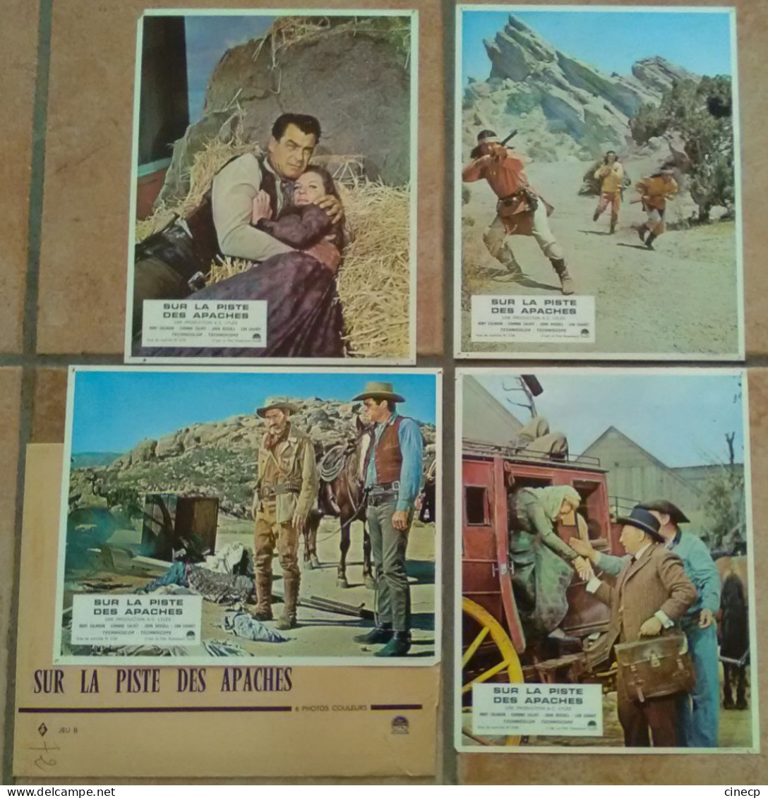 4 PHOTO FILM SUR LA PISTE DES APACHES RORY CALHOUN 1965 TBE CINEMA WESTERN INDIENS LOBBY CARDS - Fotos